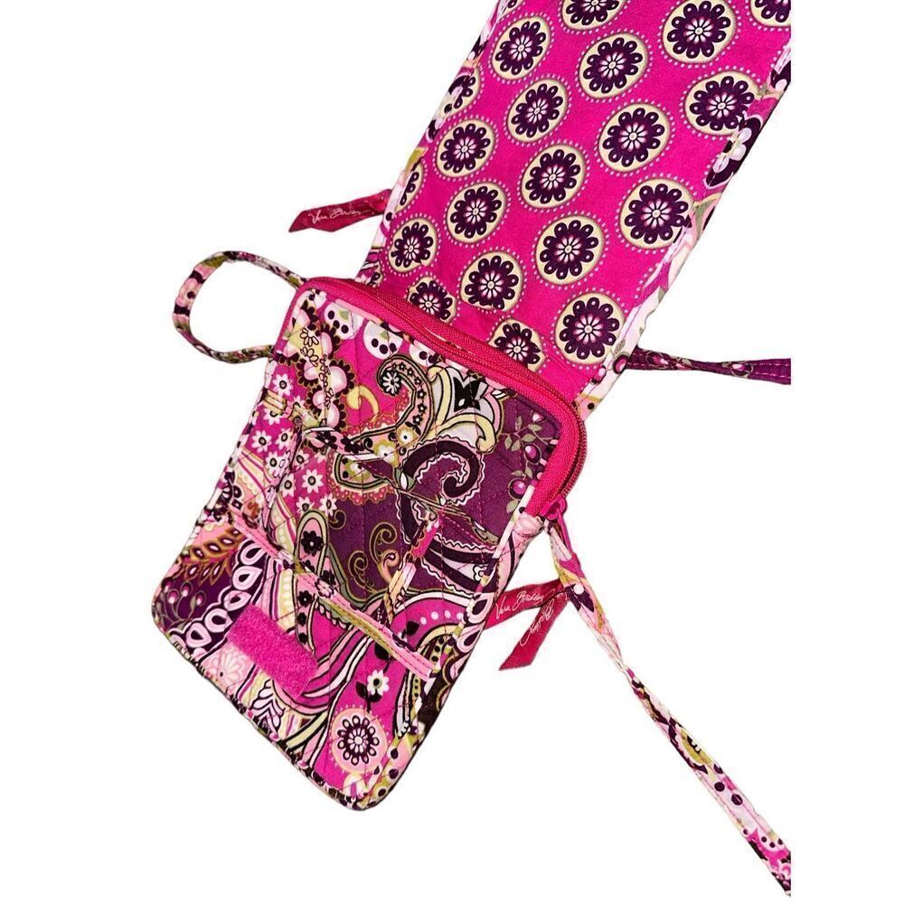 Beautiful Vera Bradley Mini Hipster Crossbody Purse Paisley Pink Very Berry Good - Picture 4 of 5